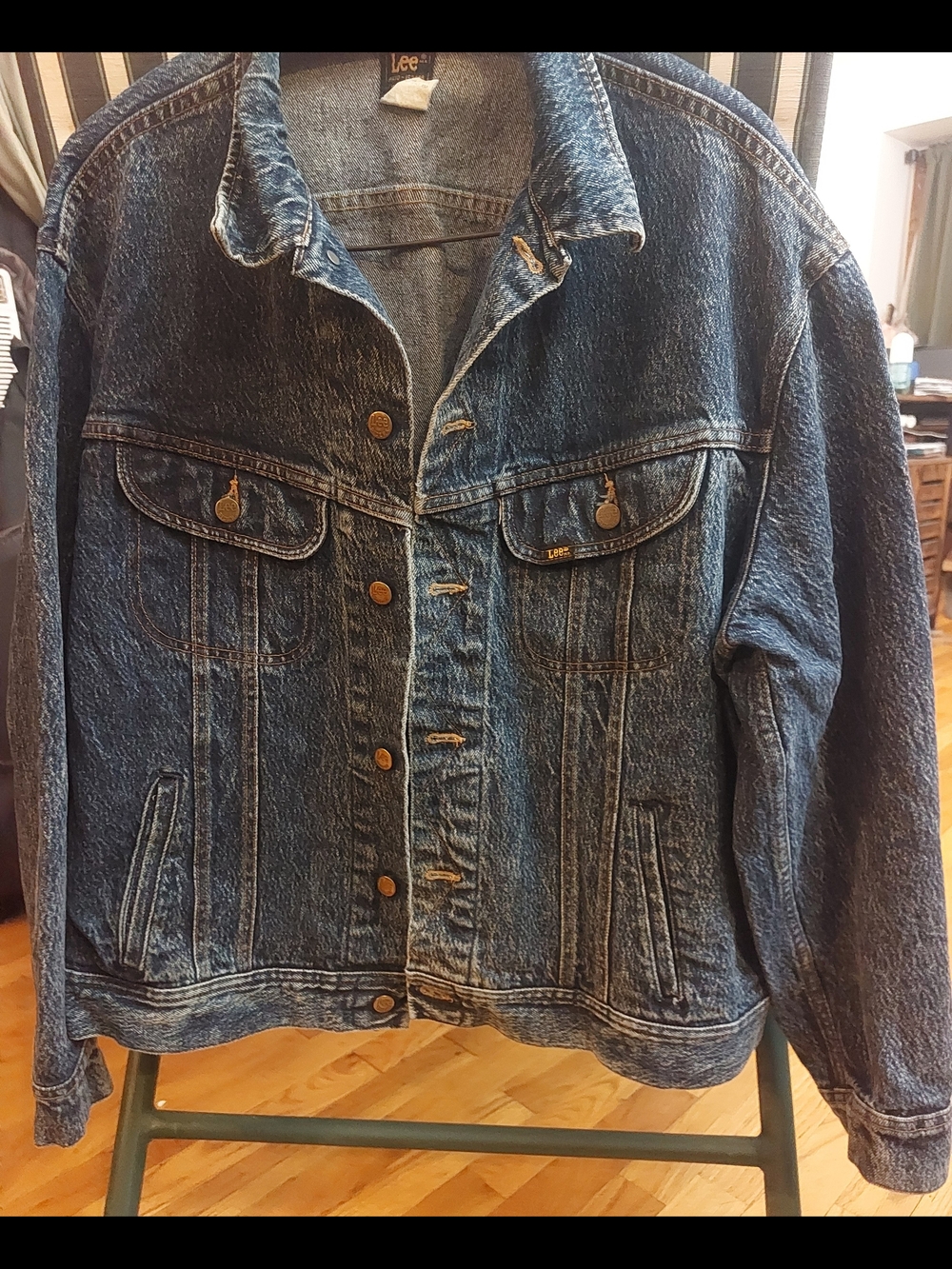 80s Vintage Lee Blue Washed Denim Jacket Men Sz XL
